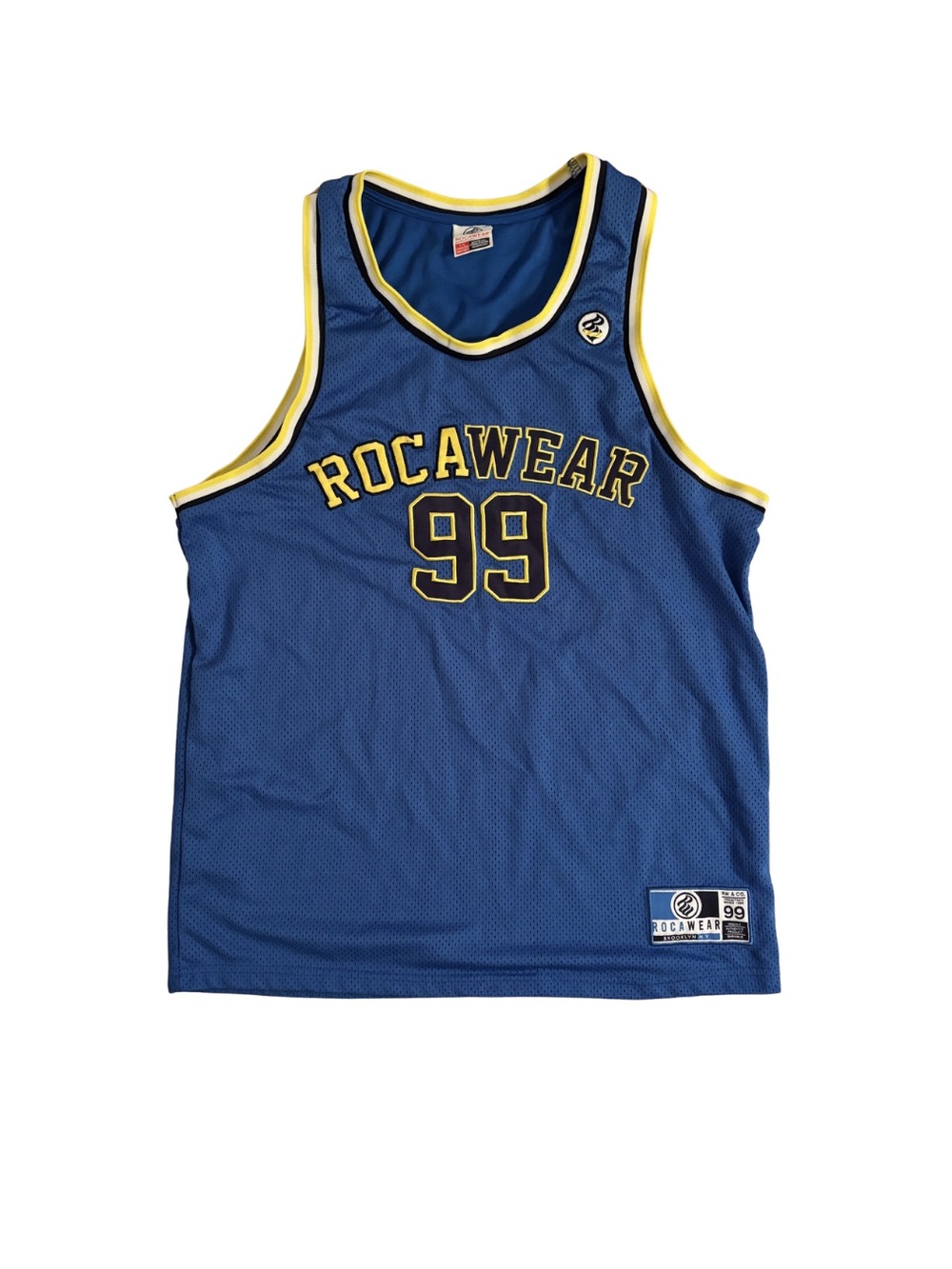 Rocawear Y2K Royal Blue Baller Mesh Jersey with Yellow Accents